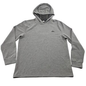 Quiksilver Hoodie Mens Large Gray Waffle Knit DryFlight Regular Fit Pullover
